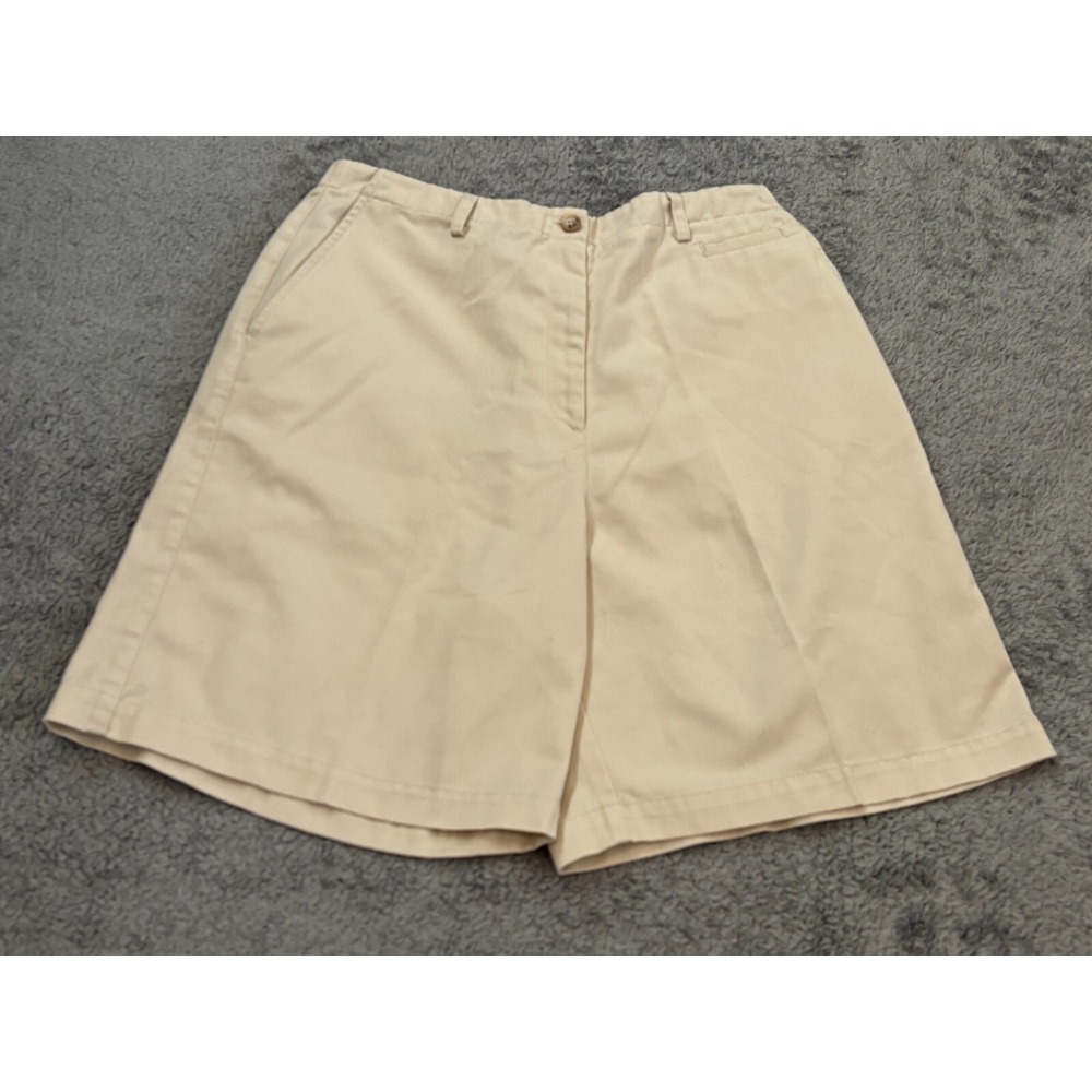 Talbots Shorts Womens 10 Walking Khaki High Rise Cotton Stretch Elastic Waist